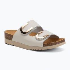 Klapki damskie Scholl Montery 2 Straps Ad Med. Białe klapki damskie Scholl, bez wzorów, z materiału, eleganckie, bez obcasa. Za 349.99 zł.
