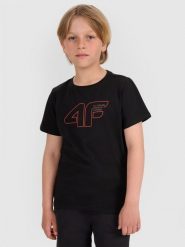 4F T-shirt regular z nadrukiem chłopięcy - czarny 140 (9-10 lat). Czarne t-shirty dla chłopców 4f, bez wzorów, z bawełny, bez ramiączek. W wyprzedaży za 39.99 zł.