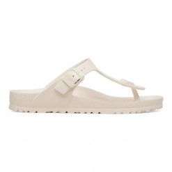 Birkenstock Gizeh EVA Eggshell Japonki damskie. Białe klapki damskie Birkenstock, bez wzorów, ze skóry, klasyczne, bez obcasa. Za 189.99 zł.