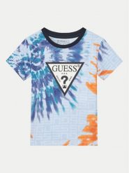 Guess T-Shirt N5GI07 K8HM4 Niebieski Regular Fit. Niebieskie t-shirty dla chłopców Guess, z aplikacjami, z bawełny, bez ramiączek. Za 69.99 zł.