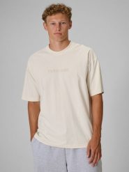 4F Regular Size: T-shirt loose z nadrukiem 4F | Tomasz Fornal - kremowy L. Białe koszulki sportowe męskie 4f, l, z aplikacjami, z bawełny, bez kołnierzyka, bez ramiączek. Za 99.99 zł.