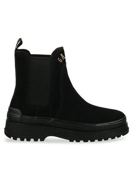 Gant Sztyblety Wintly 29553793 Czarny. Czarne botki damskie GANT, ze skóry, bez obcasa, na płaskiej podeszwie, bez zapięcia. Za 499.99 zł.