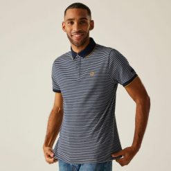 Koszulka turystyczna polo męska Tiver. Niebieskie koszulki sportowe męskie Regatta, m, bez wzorów, z bawełny, bez kołnierzyka, bez ramiączek, trekkingowe. W wyprzedaży za 92.30 zł.