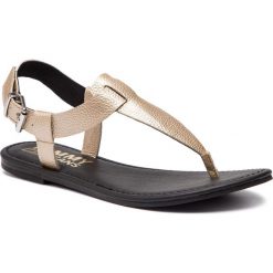 Sandały TOMMY JEANS - Shiny Metallic Flat Sandal EN0EN00566 Light Gold 715. Żółte klapki damskie Tommy Jeans, bez wzorów, z jeansu, bez obcasa, na obcasie. W wyprzedaży za 209.00 zł.