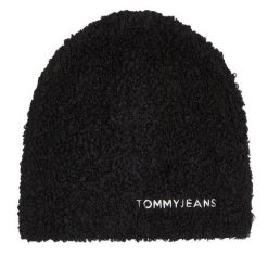 Czapka Tommy Jeans. Czarne czapki i kapelusze damskie Tommy Jeans, na zimę, bez wzorów, z jeansu. Za 179.99 zł.