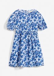 Sukienka z miękkiego muślinu. Białe sukienki dla dziewczynek bonprix, na lato, bez wzorów, bez ramiączek, krótkie. Za 92.99 zł.