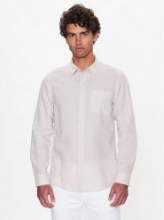 Calvin Klein Koszula K10K108664 Beżowy Regular Fit. Brązowe koszule męskie Calvin Klein, m, bez wzorów, z bawełny, bez kołnierzyka, bez ramiączek. Za 329.99 zł.