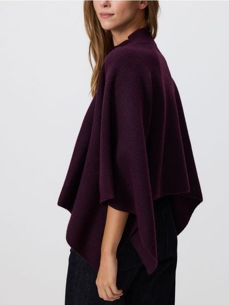 Sweter ponczo - ciemnofioletowy. Fioletowe swetry damskie Reserved, l, bez wzorów, z dzianiny, bez kołnierzyka, bez ramiączek, bez kaptura. Za 149.99 zł.