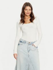 Guess Body W5RP00 K68D2 Écru Slim Fit. Bluzki damskie Guess, m, z aplikacjami, z wiskozy, bez kołnierzyka, bez ramiączek. Za 139.99 zł.
