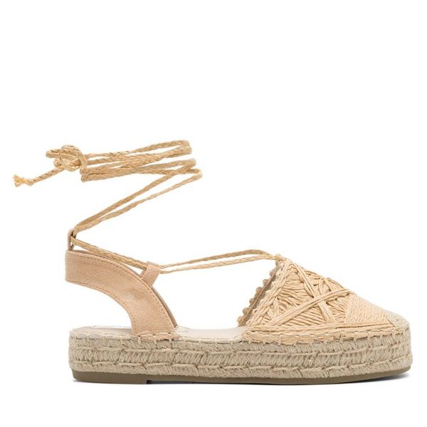 Espadryle DeeZee. Brązowe sandały damskie DeeZee, bez wzorów, bez obcasa, bez zapięcia. Za 59.99 zł.