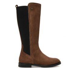 Kozaki Tommy Hilfiger. Brązowe buty zimowe dziewczęce Tommy Hilfiger, bez wzorów, bez zapięcia. Za 669.99 zł.