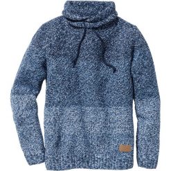 Sweter z szalowym kołnierzem Slim Fit bonprix niebieski melanż. Swetry przez głowę męskie marki Giacomo Conti. Za 69.99 zł.