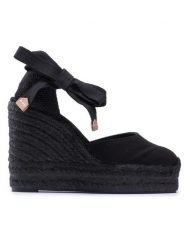 Castañer Espadryle Carina C/8ED/001 020966-100 Czarny. Czarne sandały damskie Castañer, bez wzorów, z materiału, bez obcasa, bez zapięcia. Za 419.99 zł.