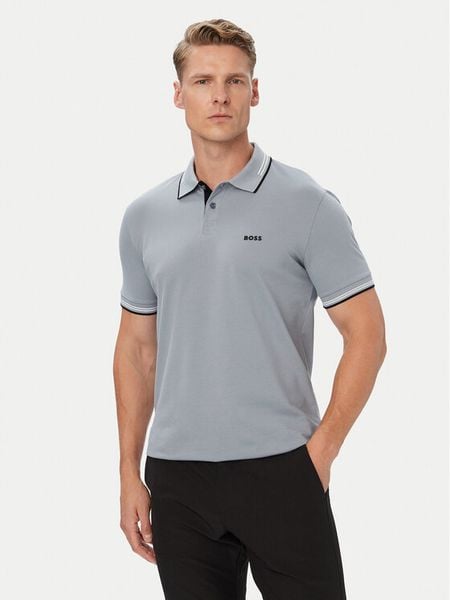 BOSS Polo Paul 50506193 Szary Regular Fit. Szare koszulki polo męskie Boss, l, bez wzorów, bez ramiączek. Za 449.99 zł.