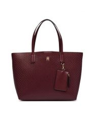Tommy Hilfiger Torebka Th Icon Tote Mono AW0AW19004 Bordowy. Czerwone torebki do ręki damskie Tommy Hilfiger, bez wzorów, ze skóry, bez dodatków. Za 699.99 zł.