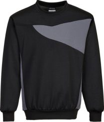 Portwest PW273 - Bluza PW2 z okrągłym wykończeniem pod szyją - czarny-szary 2XL. Czarne bluzy męskie Portwest, m, bez wzorów, bez kaptura. Za 92.25 zł.