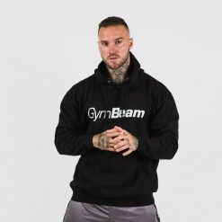 Bluza męska fitness z kapturem czarna PRO Hoodie. Czarne bluzy męskie GYMBEAM, l, bez wzorów, z bawełny, z kapturem, na fitness i siłownię. Za 88.90 zł.