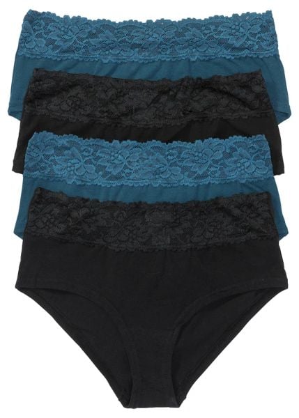 Figi maxi z miękką bawełną (4 pary). Czarne figi damskie bonprix, bez wzorów, z bawełny. Za 62.99 zł.