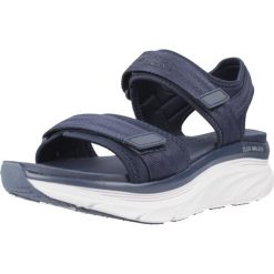 Sandały SKECHERS DLUX WALKER ADORE Niebieski. Niebieskie sandały damskie Skechers, bez wzorów, z materiału, bez obcasa, bez zapięcia. Za 233.99 zł.