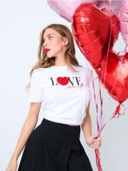 Koszulka z nadrukiem - biały. Białe t-shirty damskie Sinsay, l, bez wzorów, bez kołnierzyka. Za 12.99 zł.