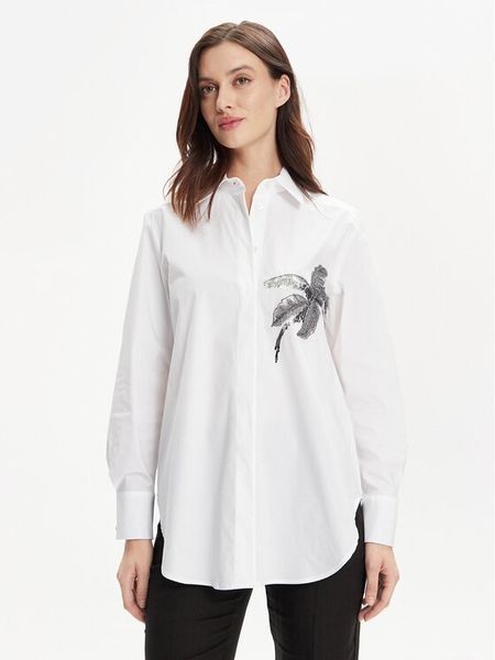 Marella Koszula Elam 2413111121 Biały Regular Fit. Białe bluzki damskie Marella, bez wzorów, z bawełny, bez kołnierzyka, bez ramiączek. Za 849.99 zł.