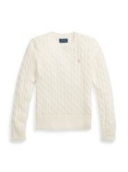 Polo Ralph Lauren Sweter 313901316011 Écru Regular Fit. Swetry dla dziewczynek Polo Ralph Lauren, bez wzorów, z bawełny, bez kołnierzyka, bez ramiączek, bez kaptura. Za 449.99 zł.