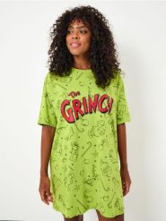Bawełniana koszula nocna Grinch - zielony. Zielone koszule nocne damskie Sinsay, l, bez wzorów, z bawełny. Za 39.99 zł.