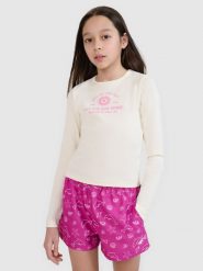 4F Longsleeve slim z nadrukiem dziewczęcy - biały 122 (6-7 lat). Białe t-shirty i topy dla dziewczynek 4f, bez wzorów, z bawełny, bez ramiączek. W wyprzedaży za 19.99 zł.