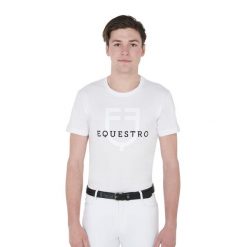 T-shirt slim z logo Equestro. Białe t-shirty męskie EQUESTRO, na lato, m, bez wzorów, z bawełny, sportowe, bez kołnierzyka. Za 95.90 zł.