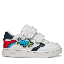 Sneakersy Geox. Białe trampki i tenisówki chłopięce Geox, bez wzorów, bez zapięcia. Za 209.99 zł.