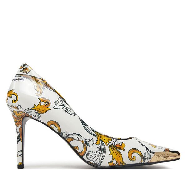 Szpilki Versace Jeans Couture. Białe szpilki damskie Versace Jeans Couture, bez wzorów, z jeansu, bez obcasa, bez zapięcia. Za 559.99 zł.