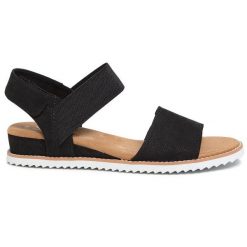 Sandały Skechers. Czarne klapki damskie Skechers, bez wzorów, bez obcasa, na płaskiej podeszwie, bez zapięcia. Za 179.00 zł.