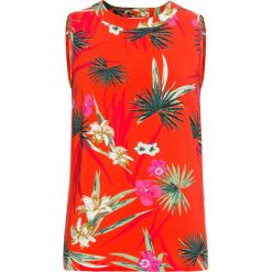 Top z tkaniny z nadrukiem bonprix mandarynkowo-czerwony z nadrukiem. Topy damskie marki bonprix. Za 69.99 zł.