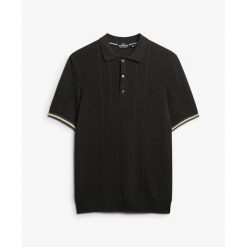 Polo z teksturowanej dzianiny Superdry. Czarne koszulki polo męskie Superdry., m, bez wzorów, z dzianiny, eleganckie, bez ramiączek. Za 284.00 zł.