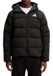 Kurtka męska ADIDAS Essentials Climawarm 3 Stripes Puffer Down Hooded. Czarne kurtki męskie Adidas, m, bez wzorów, z materiału, bez kaptura. Za 473.99 zł.