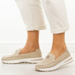 Beżowe ażurowe skórzane mokasyny damskie Evento 8663. Brązowe mokasyny damskie eVento, z jeansu, casualowe. Za 239.00 zł.