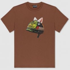Koszulka Rip n Dip Born To Chill Brown. Brązowe koszulki sportowe męskie RIPNDIP, bez wzorów, bez kołnierzyka, bez ramiączek. Za 211.46 zł.