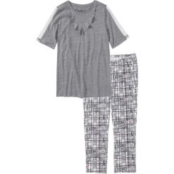 Piżama z legginsami 3/4 bonprix szary melanż wzorzysty. Piżamy damskie marki bonprix. Za 69.99 zł.