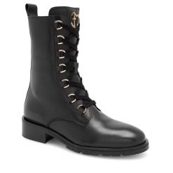 Botki Eva Minge. Czarne botki damskie Eva Minge, bez obcasa, na płaskiej podeszwie, bez zapięcia. Za 479.00 zł.