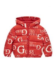 Guess Kurtka zimowa H6BL03 W4100 Czerwony Regular Fit. Czerwone buty zimowe dziewczęce Guess, na zimę, z aplikacjami, z syntetyku, bez kaptura. Za 344.99 zł.
