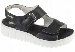 Rieker Rieker Sandals V1382-00 Czarne 38. Czarne sandały damskie Rieker, bez wzorów, bez obcasa, bez zapięcia. Za 273.37 zł.