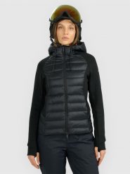 4F Kurtka zimowa z wypełnieniem naturalnym damska - czarna XL. Czarne kurtki sportowe damskie 4f, na zimę, xl, bez wzorów, z puchu, bez kaptura. Za 599.99 zł.