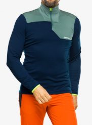 Bluza termiczna męska Ortovox Fleece Light Zip Neck. Niebieskie bluzy męskie ORTOVOX, na zimę, m, bez wzorów, z dzianiny, bez kaptura. Za 635.79 zł.