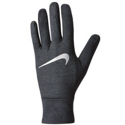 Rękawiczki Do Biegania Damskie Z Polaru DriFIT. Szare rękawiczki damskie Nike, bez wzorów, z polaru, sportowe. Za 271.99 zł.