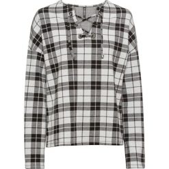 Bluza dresowa bonprix czarno-biały w kratę. Białe bluzy damskie bonprix, z dresówki. Za 59.99 zł.