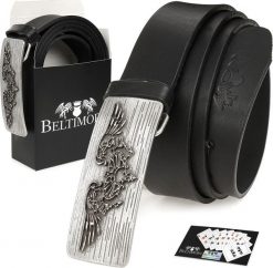 Beltimore Beltimore skórzany pasek męski czarny szeroki W26. Czarne paski damskie Beltimore, bez wzorów. Za 71.49 zł.