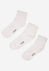 Białe Bawełniane Skarpety za Kostkę 3 Pack Foliane. Białe skarpety męskie Born2be, bez wzorów, z bawełny. Za 19.99 zł.