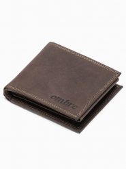 Portfel męski skórzany - brązowy A092 - uniwersalny. Brązowe portfele męskie Ombre Clothing, bez wzorów, z materiału. W wyprzedaży za 69.99 zł.