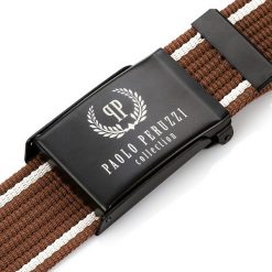 Pasek parciany PAOLO PERUZZI PW-08-95 CM brązowy. Brązowe paski damskie Paolo Peruzzi, bez wzorów, z materiału. Za 33.25 zł.