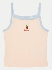 Guess Top J5GI07 KCU20 Różowy Slim Fit. Czerwone t-shirty i topy dla dziewczynek Guess, z aplikacjami, z bawełny, bez ramiączek. Za 59.99 zł.